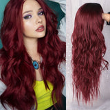 AISI BEAUTY Long Wavy Wig Natural Part Side Hair Ombre Synthetic Platinum Blonde Black Wigs Heat Resistant - Presidential Brand (R)
