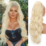 Vigorous Long Wavy Ponytail Hair Synthetic Drawstring Ponytail Clip in Hairpiece Black Wave Ponytail for Black Women - Presidential Brand (R)
