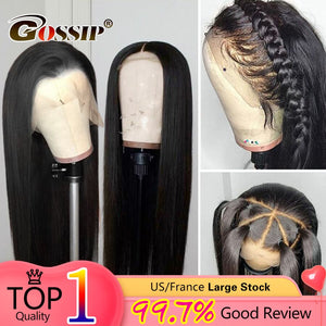 Straight Lace Front Wig Bone Straight Lace Front Human Hair Wigs 13x4 Lace Frontal Wig 250 Density Lace Wig Remy 4x4 Closure Wig - Presidential Brand (R)