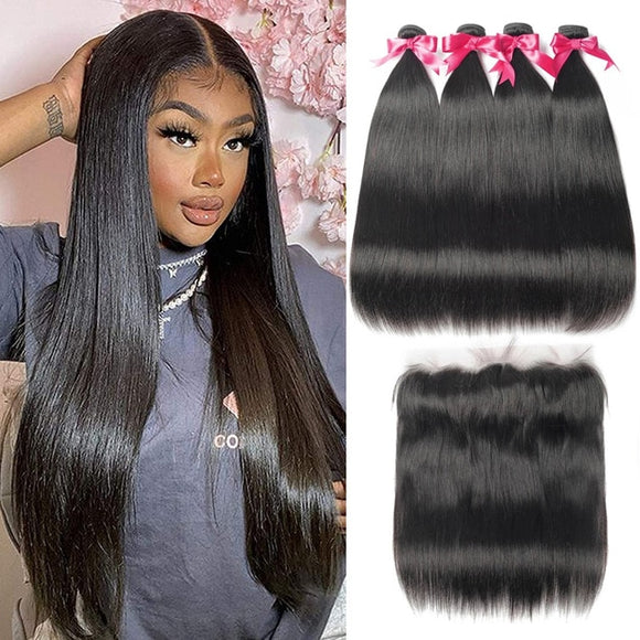 Brazilian Hair Weave Bundles With Frontal Beaudiva Hair Brazilian Body Wave Human Hair 13x4 Lace Frontal Closure with Bundles - Presidential Brand (R)