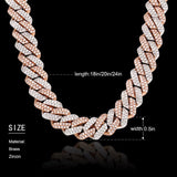 12mm Micro Pave CZ Cuban Link Chains Necklaces Luxury Bling Choker Iced Out Zircon Punk Women Men Couple Jewelry Christmas Gifts - Presidential Brand (R)