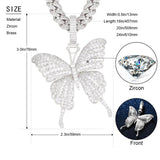 Women Butterfly Pendant Necklace Iced Out Link Chain Choker Necklace Bling Hip Hop Pendant Jewelry New Year Party Gifts - Presidential Brand (R)