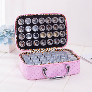 56 Bottles PU Leather Diamond Painting Charms Rhinestones Tool Storage Bag Case Organizer Beads Diamond Embroidery Storage Box - Presidential Brand (R)