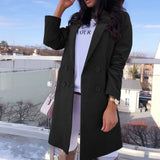 Candy Color Blazer Lapel Full Sleeve Elegant Mid Long Double Breasted Coat - Presidential Brand (R)