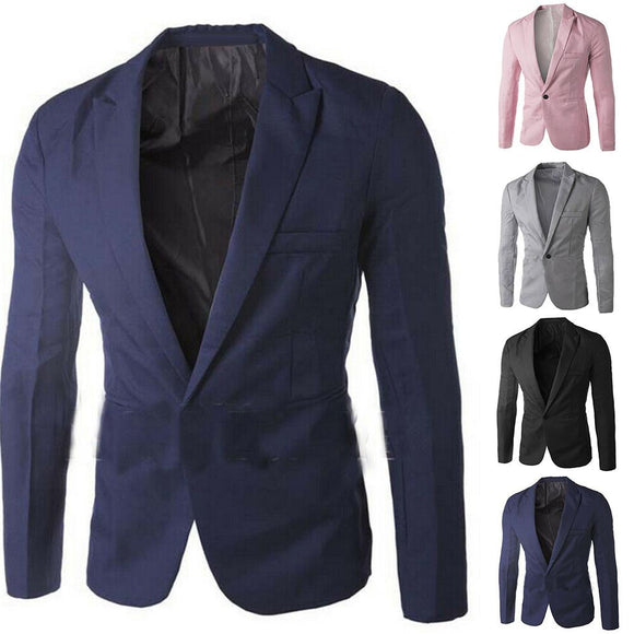 Men Lapel One Button Pockets Blazer Slim Fit Suit - Presidential Brand (R)