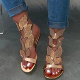 Sandals Rhinestone Flats Ankle Strap Summer Beach Shoe Buckle Gladiator Bling Plus Size - Presidential Brand (R)