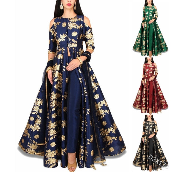 Elegant Women Dress Moroccan Kafan Slim Fit Big Swing Off Shoulder Maxi Vestidos India A-line Party Vestidos 2021 - Presidential Brand (R)
