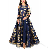 Elegant Women Dress Moroccan Kafan Slim Fit Big Swing Off Shoulder Maxi Vestidos India A-line Party Vestidos 2021 - Presidential Brand (R)