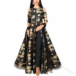 Elegant Women Dress Moroccan Kafan Slim Fit Big Swing Off Shoulder Maxi Vestidos India A-line Party Vestidos 2021 - Presidential Brand (R)