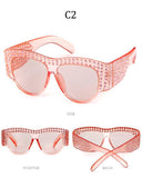 Luxury Sunglasses Ladies Crystal Rhinestone Big Frame UV400 Vintage Oversized Sun Glasses For Women Shades - Presidential Brand (R)