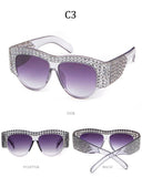 Luxury Sunglasses Ladies Crystal Rhinestone Big Frame UV400 Vintage Oversized Sun Glasses For Women Shades - Presidential Brand (R)