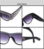 Luxury Sunglasses Ladies Crystal Rhinestone Big Frame UV400 Vintage Oversized Sun Glasses For Women Shades - Presidential Brand (R)
