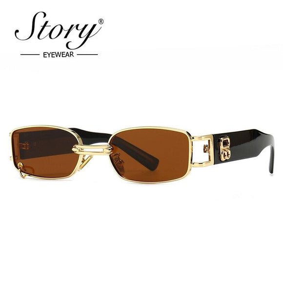 Retro Rectangle Sunglasses Men Women 2020 Brand Design Vintage Metal Frame Steampunk Sun Glasses Shades for Women - Presidential Brand (R)