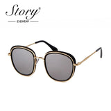 Retro Round Sunglasses Women Brand Vintage Gold Metal Frame Cat Eye Sun Glasses Black Shades High Quality Eyewear - Presidential Brand (R)