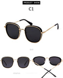 Retro Round Sunglasses Women Brand Vintage Gold Metal Frame Cat Eye Sun Glasses Black Shades High Quality Eyewear - Presidential Brand (R)
