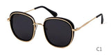 Retro Round Sunglasses Women Brand Vintage Gold Metal Frame Cat Eye Sun Glasses Black Shades High Quality Eyewear - Presidential Brand (R)
