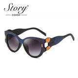 Big Frame Cat Eye Sunglasses Hollow Out Leg Sun Glasses Gradient Lens Shades 90S - Presidential Brand (R)