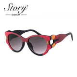 Big Frame Cat Eye Sunglasses Hollow Out Leg Sun Glasses Gradient Lens Shades 90S - Presidential Brand (R)