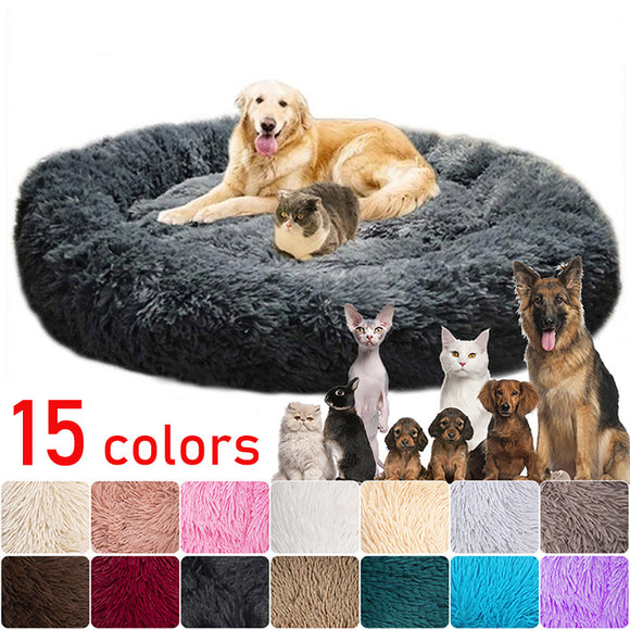 Plush Dog Bed Cushion 40-100cm Dogs Bed House Pet Round Cushion Bed Pet Kennel Super Soft Fluffy Comfortable for Cat Dog House