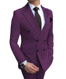 Beige  Suit 2 Pieces Double-Breasted Notch Lapel Flat Slim Fit Casual Tuxedos (Blazer Pants)