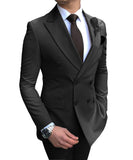 Beige  Suit 2 Pieces Double-Breasted Notch Lapel Flat Slim Fit Casual Tuxedos (Blazer Pants)