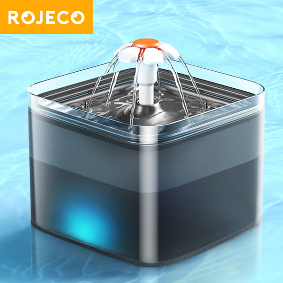 ROJECO Automatic Cat Water Fountain Filter Indoor 2L LED Drinker for Cat Water Dispenser Pet Drinking Fountain for Cats Feeder