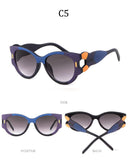 Big Frame Cat Eye Sunglasses Hollow Out Leg Sun Glasses Gradient Lens Shades 90S - Presidential Brand (R)