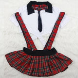 Women's Sexy Uniform Maid Lingerie Schoolgirls Role Cosplay Fancy Dress Outfits Plaid Clothes Sets Feather Costume - Presidential Brand (R)