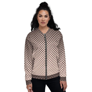 Womens Jackets, Burgundy Half-Tone Style Bomber Jacket - Presidential Brand (R)