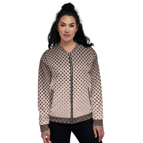 Womens Jackets, Burgundy Half-Tone Style Bomber Jacket - Presidential Brand (R)