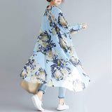 Womens Uneven Long Chiffon Shirt with Prints - Presidential Brand (R)