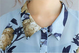 Womens Uneven Long Chiffon Shirt with Prints - Presidential Brand (R)
