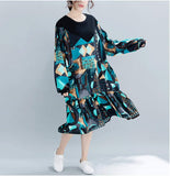 Womens Oversize Long Sleeve Geo Print Dress - Presidential Brand (R)